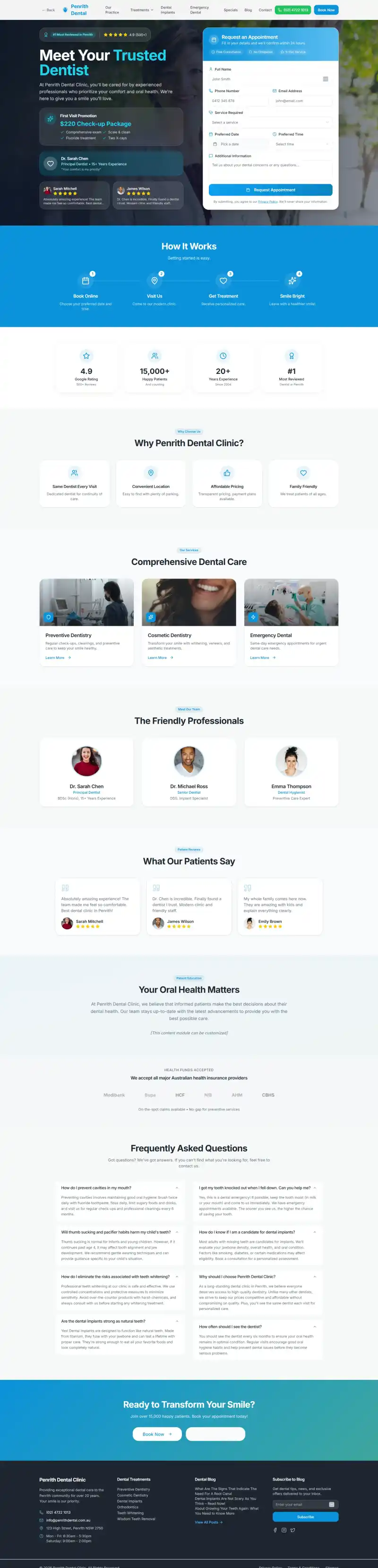 Penrith Dental Clinic - website redesign Sydney portfolio
